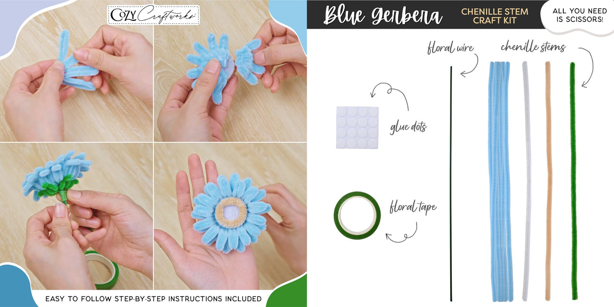 WeVeel Chenille Stem Flower Kit Gerbera bloom for bright, cheerful accents