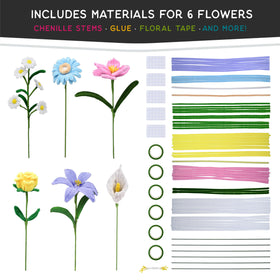 WeVeel Chenille Stem Flower Kit Rose bloom for a calming home craft session