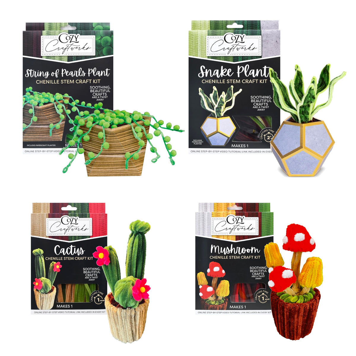 WeVeel Cozy Craftworks Chenille Stem Kit plants design close-up showcases vibrant decor ideas