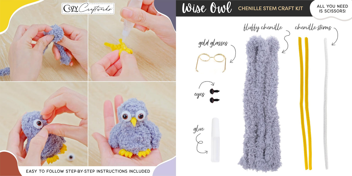 We Veel Cozy Craftworks contents with stems, eyes, glue and extras