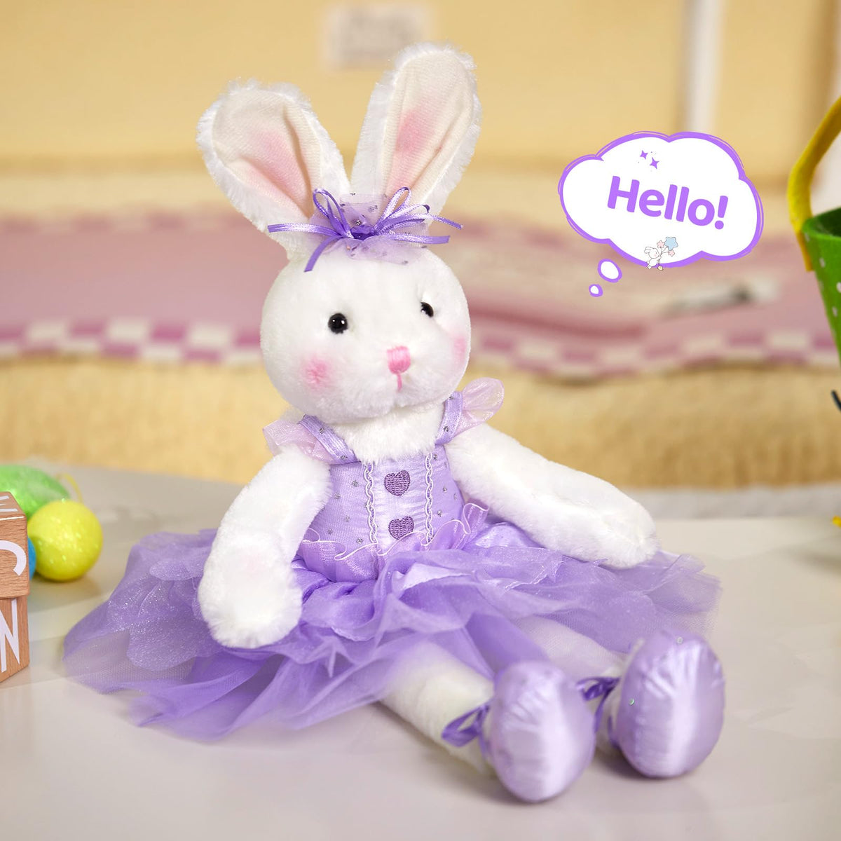 WEWILL ballerina bunny standing 20-inch plush for play and display