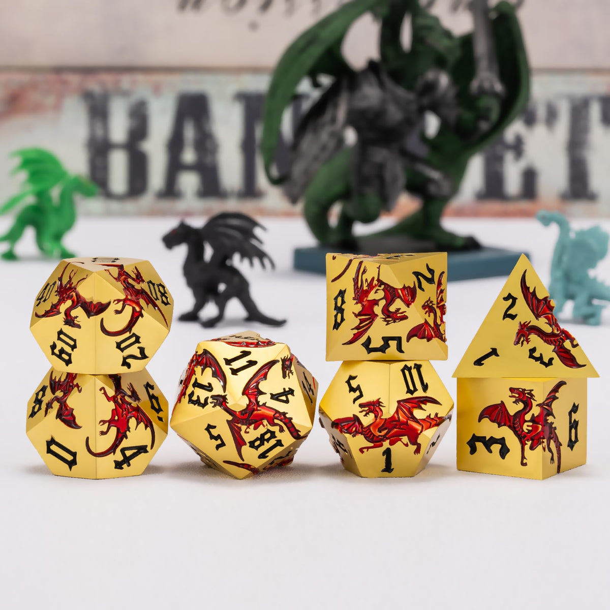 weyano dragon dice set on tabletop ready for campaign sessions