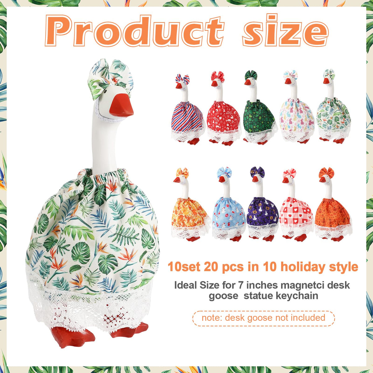 Weysat St. Patrick's outfit for 7-inch desk goose, brightens shelves with playful flair.