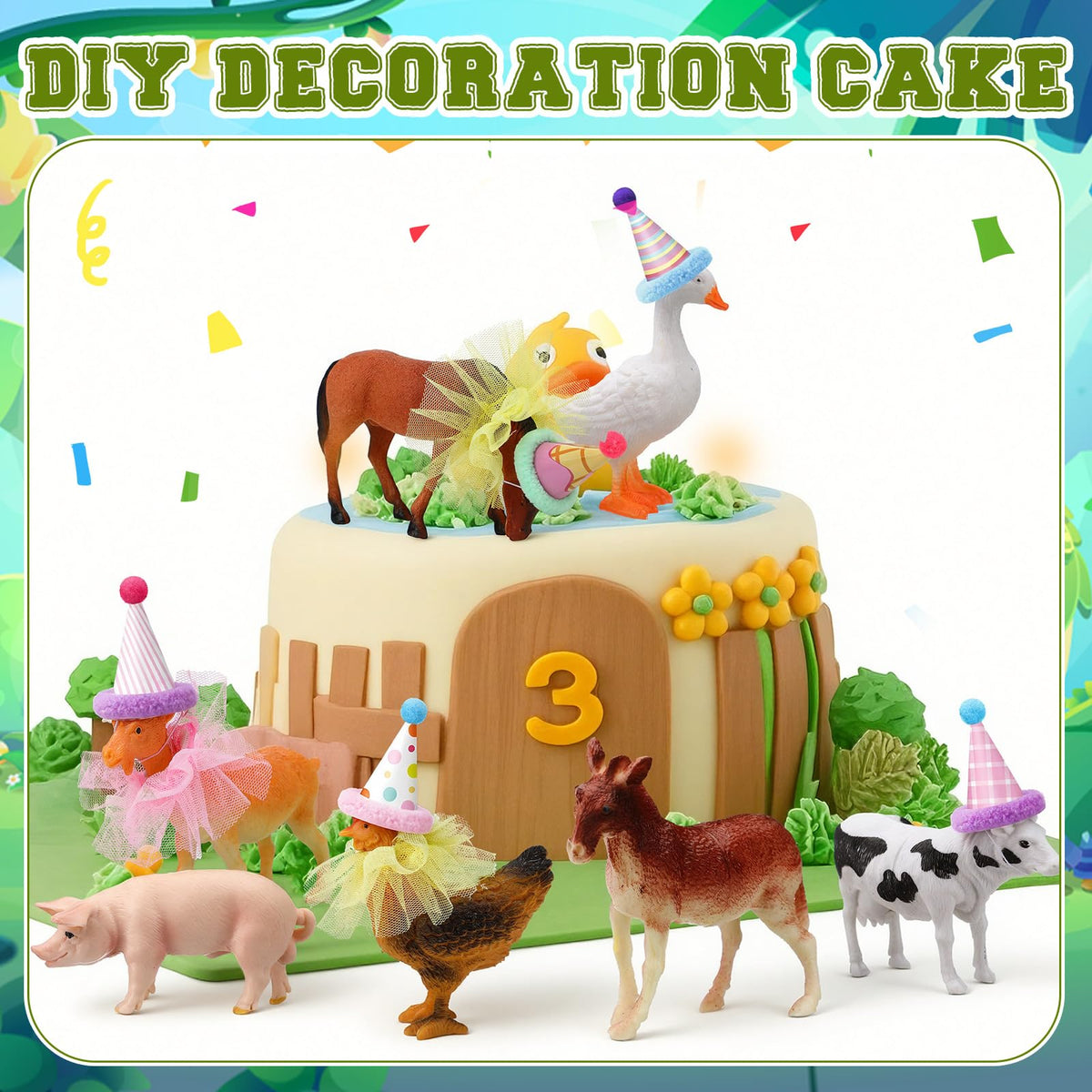Weysat cake topper display brings farm-life charm to desserts.