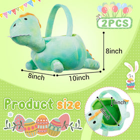 Weysat dinosaur plush basket front view with vibrant colors for Easter photo props