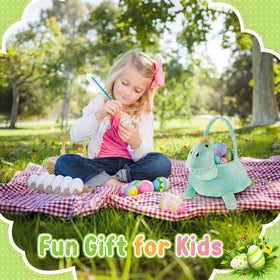 Weysat dinosaur plush basket showcasing spacious interior for storage and play