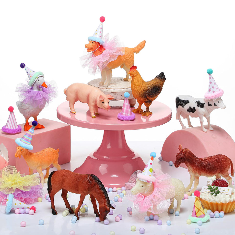 Weysat farm animal figurines set adds colorful, reusable cupcake toppers.