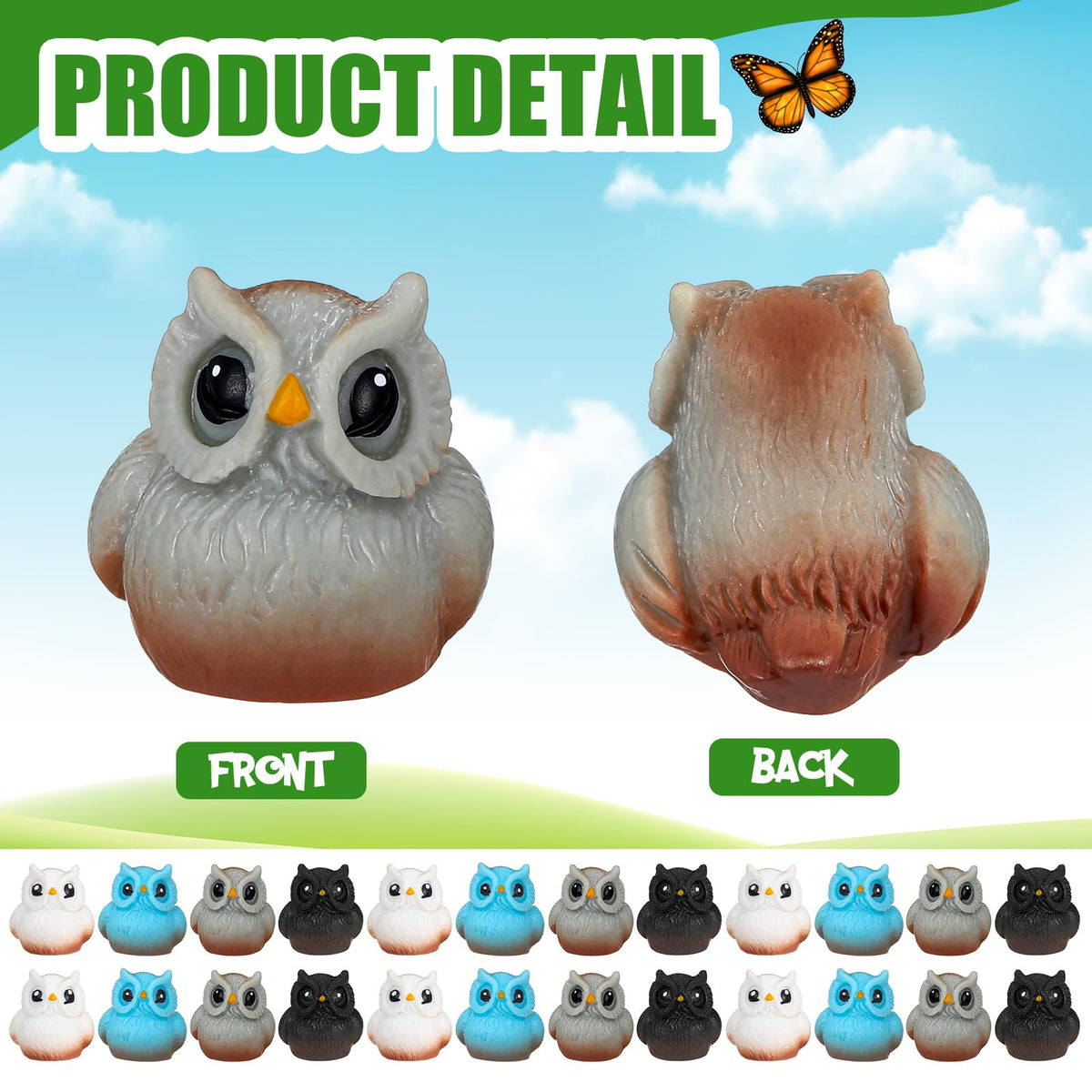 Weysat mini owl face-detail capturing charm for planters