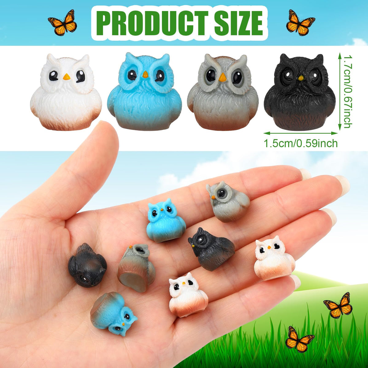 Weysat mini-owl-terrarium-scene enhancing a compact landscape