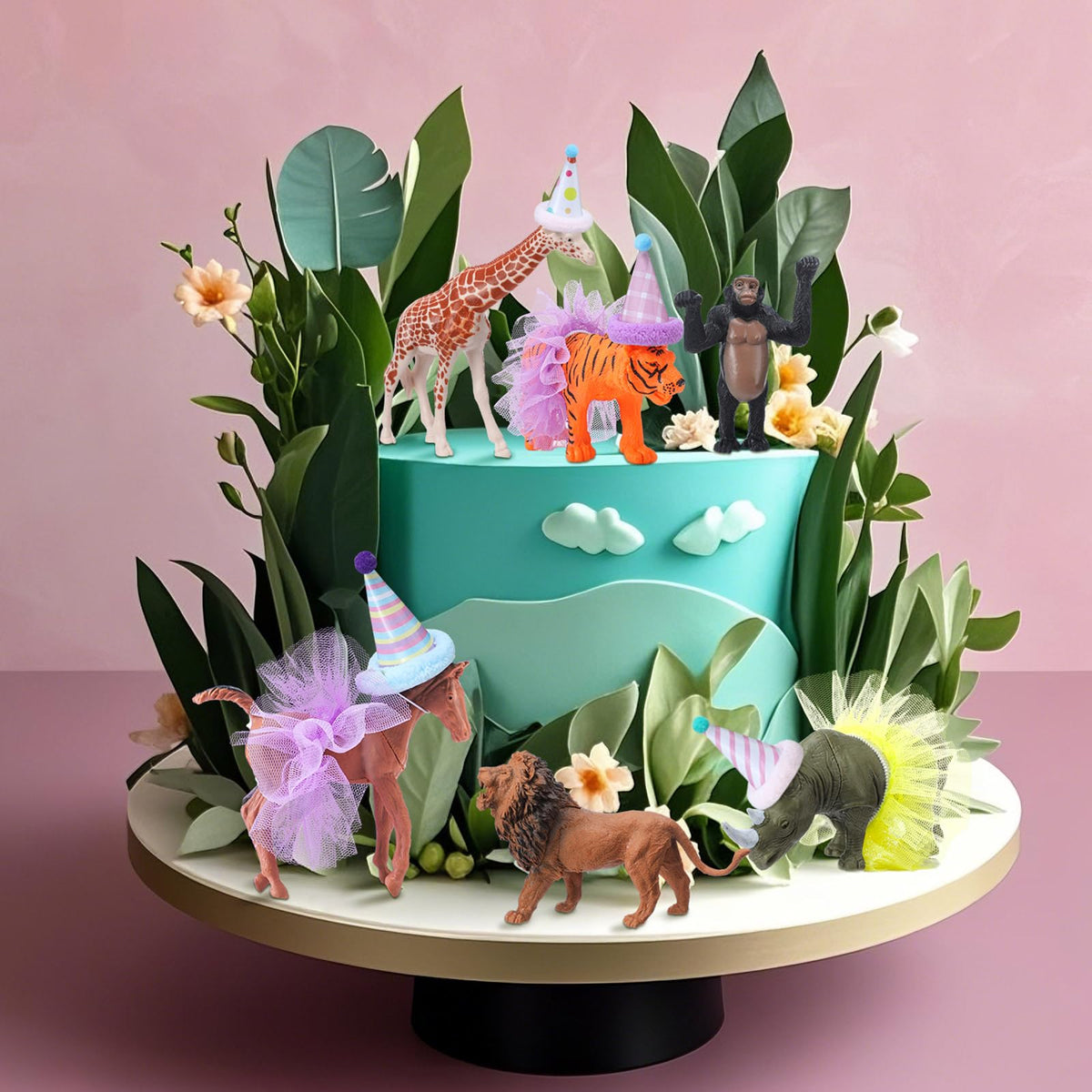 Weysat mini skirts brighten table settings and cake toppers.