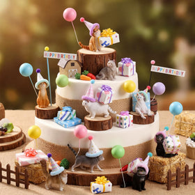 Weysat table decor creates a cohesive cat-themed celebration ambiance.
