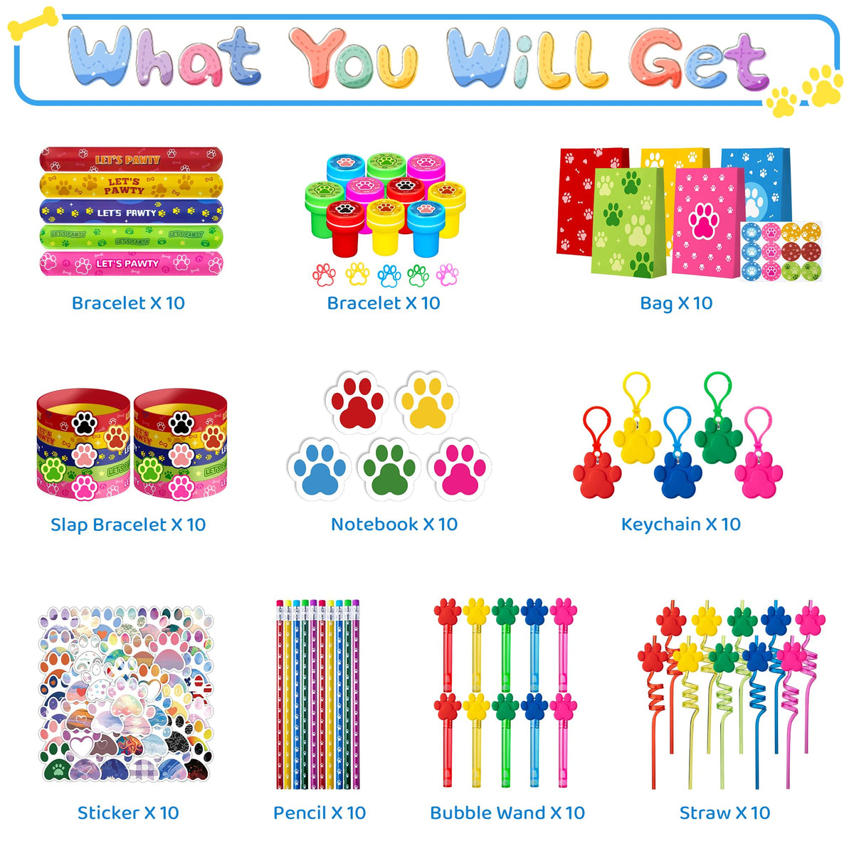 WHALEISLAND paw bubble wands add interactive, paw-themed fun.