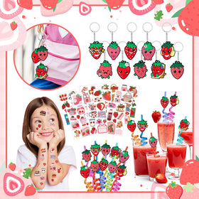 WHALeISLAND Strawberry Party Keychain enhances goody bags with durable charm.