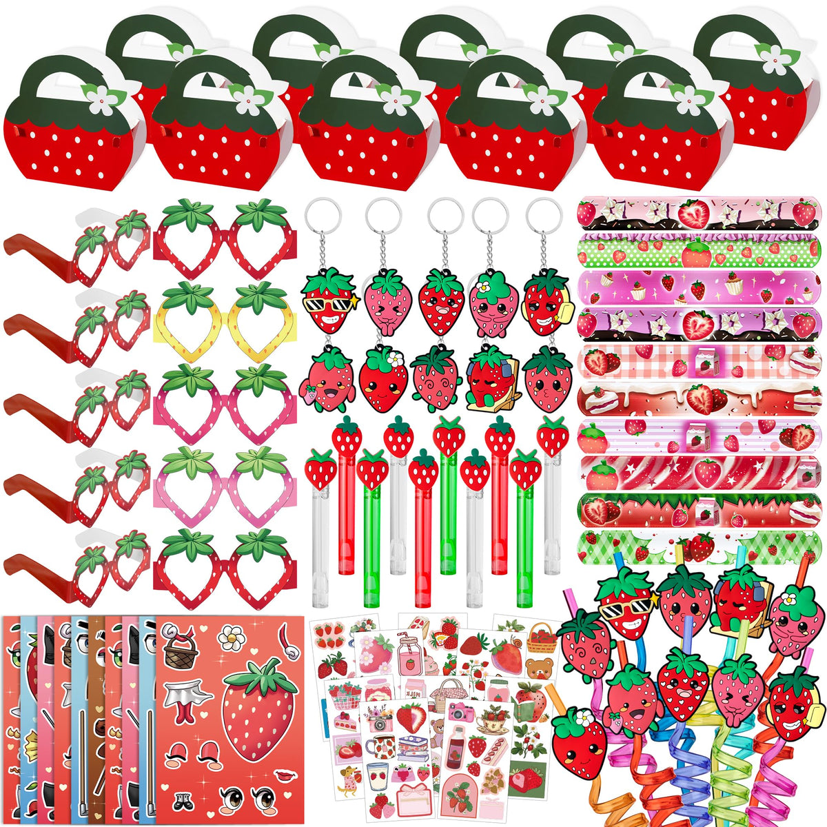 WHALeISLAND Strawberry Party Stickers for gift bags and playful favors.