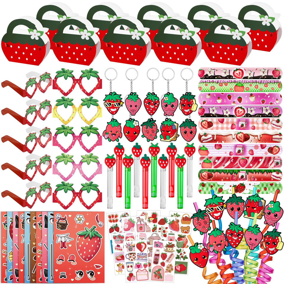 WHALeISLAND Strawberry Party Stickers for gift bags and playful favors.