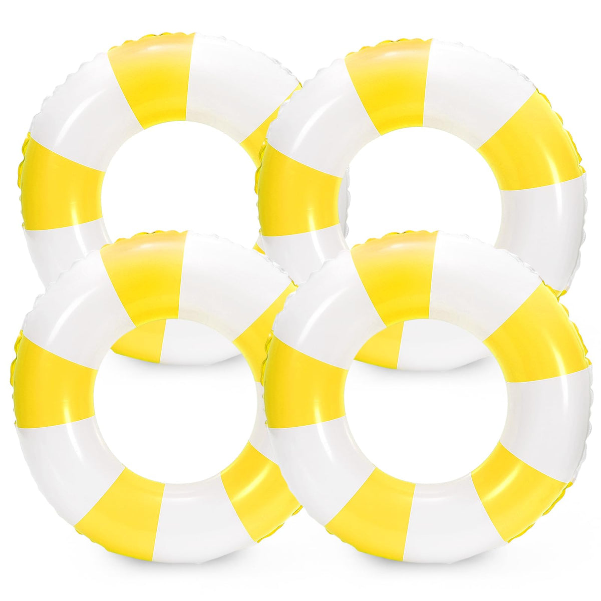 Whaline 4-pack white-yellow striped pool floats ready for poolside fun