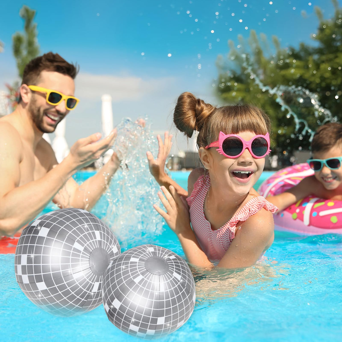 Whaline disco ball decor in living room adds retro vibe.