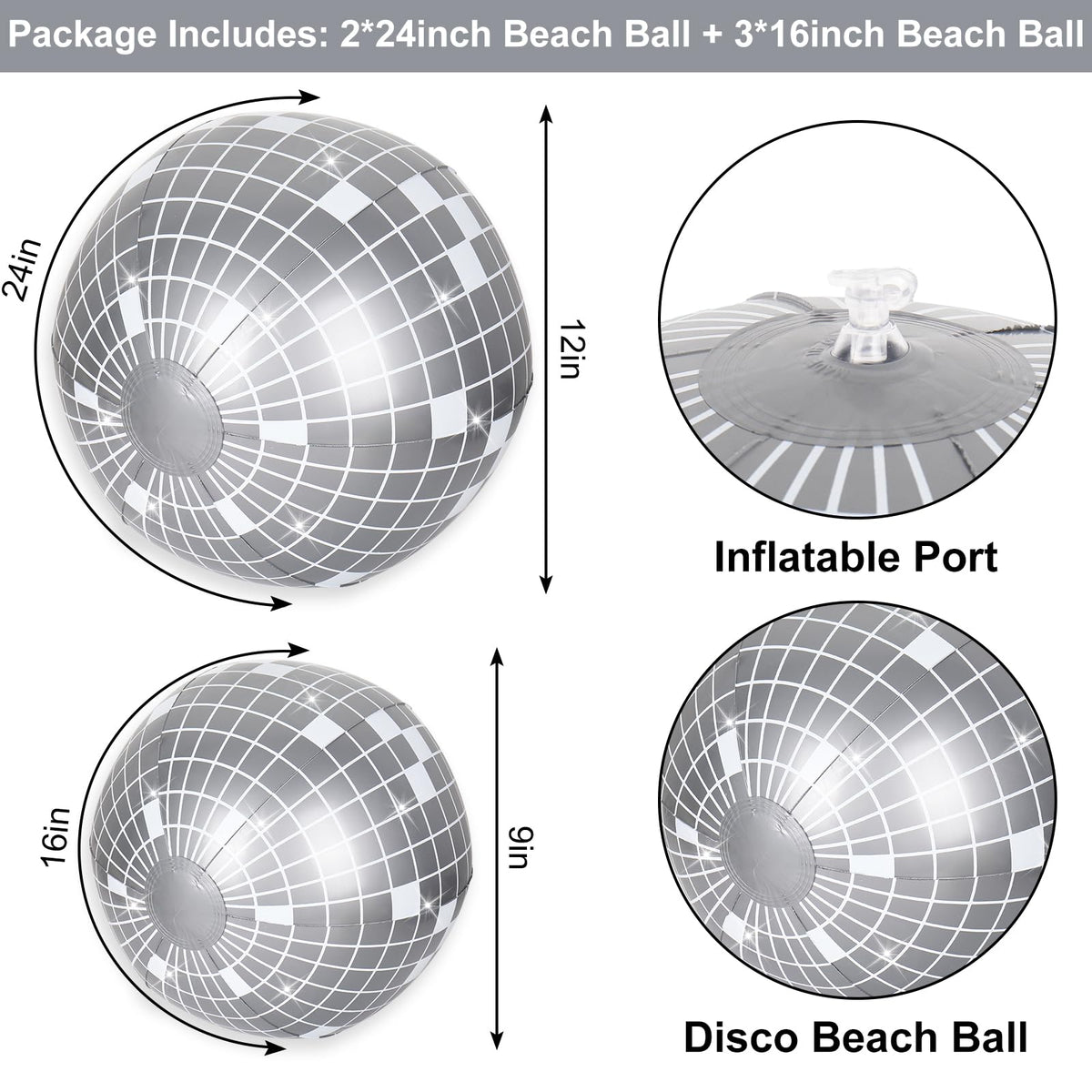 Whaline disco ball silver 16in creates indoor party sparkle.
