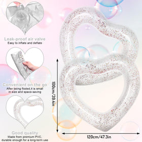 Whaline glitter inside heart float adds sparkle for summer pool parties