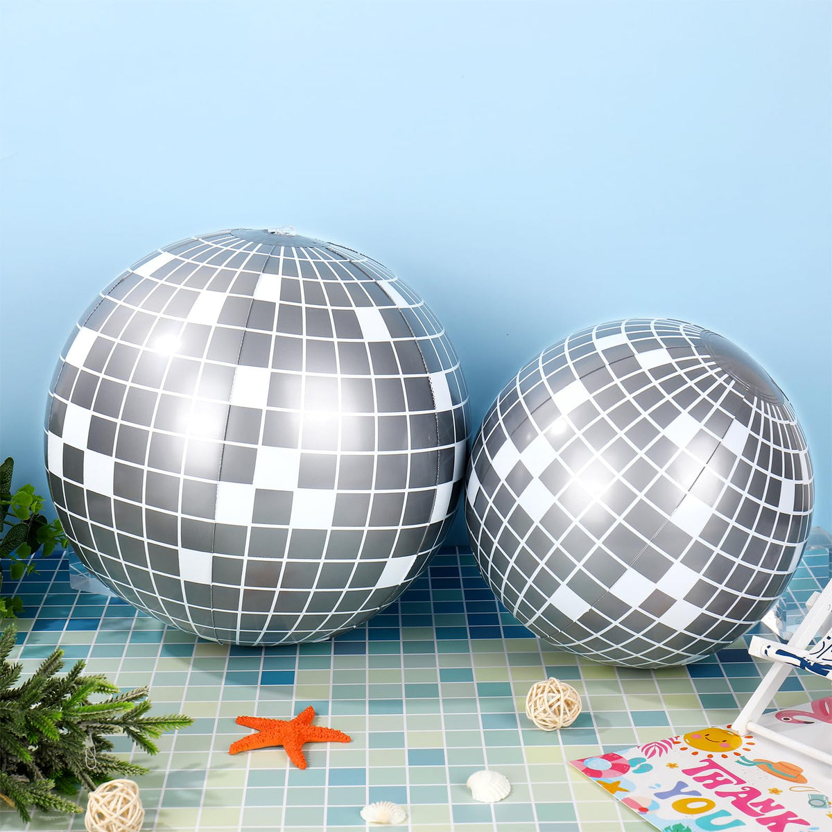 Whaline inflatable disco balls 5pc pack for easy party setup.