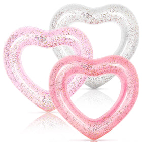 Whaline rose gold glitter inside heart pool float for chic lounging