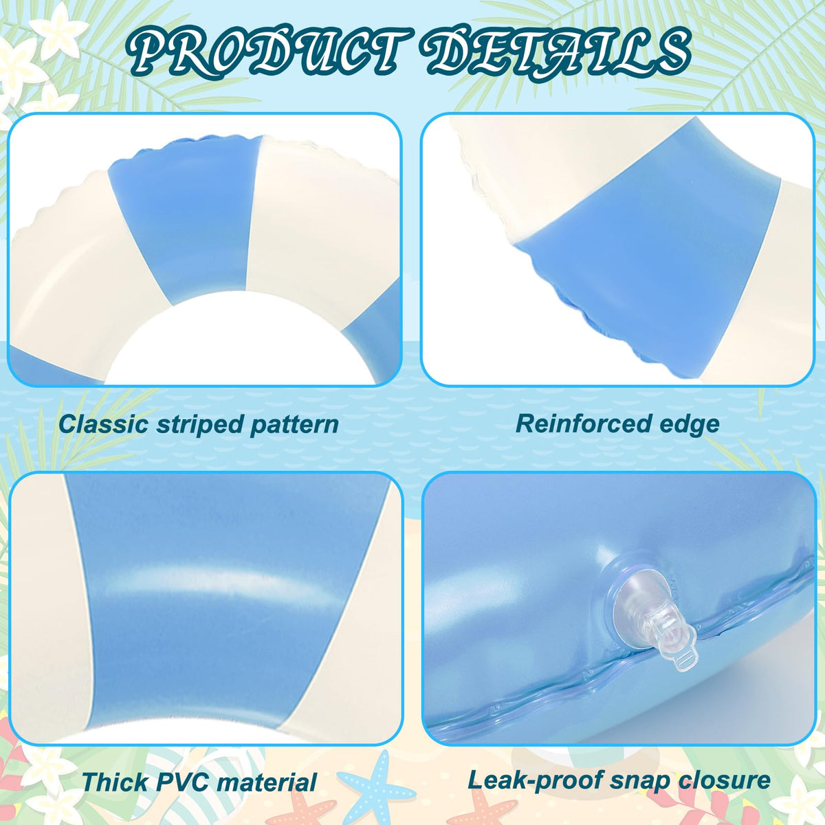 Whaline inflatable pool float with reinforced edges for durable use
