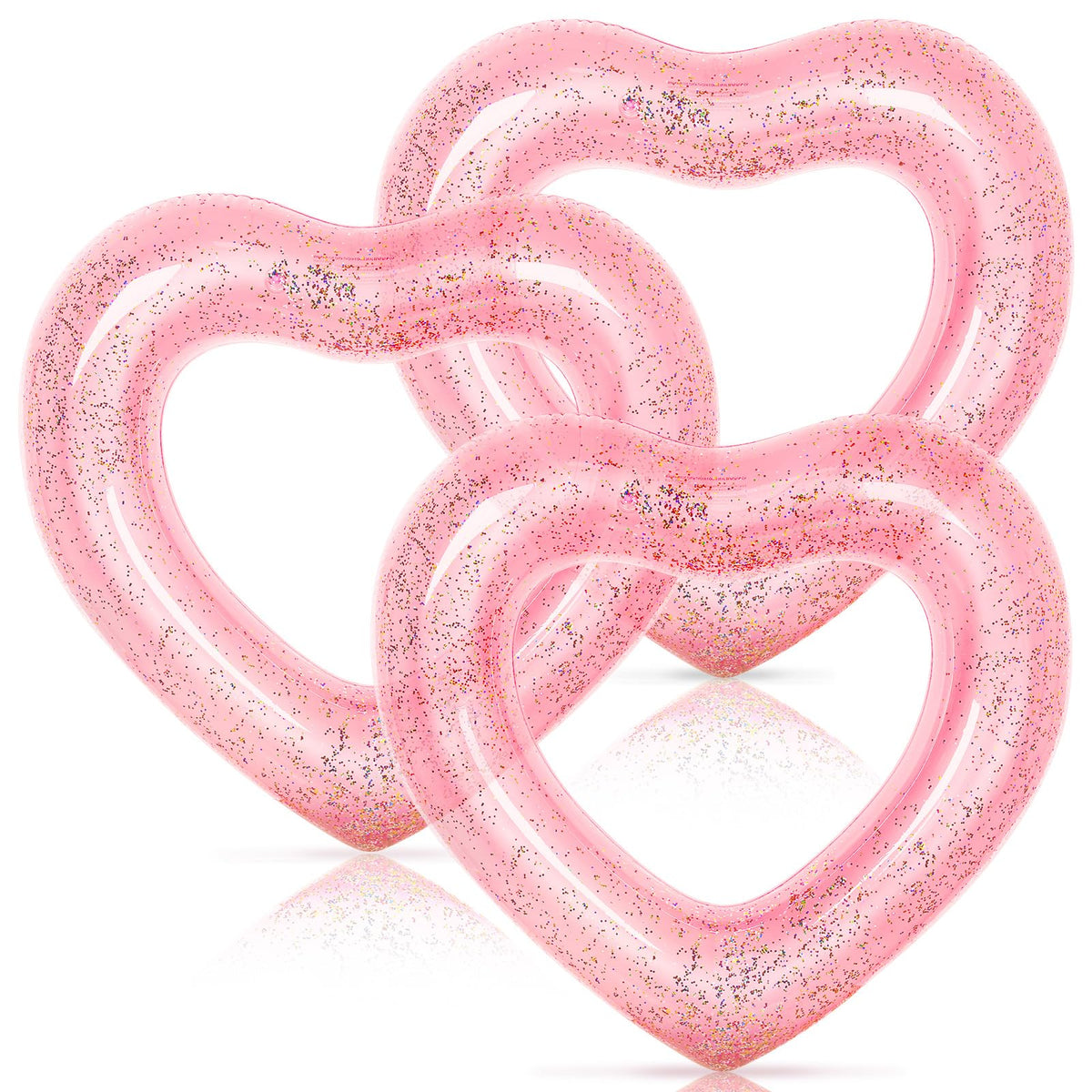 Whaline rose gold heart pool float with glitter inside, perfect for glamorous pool moments.