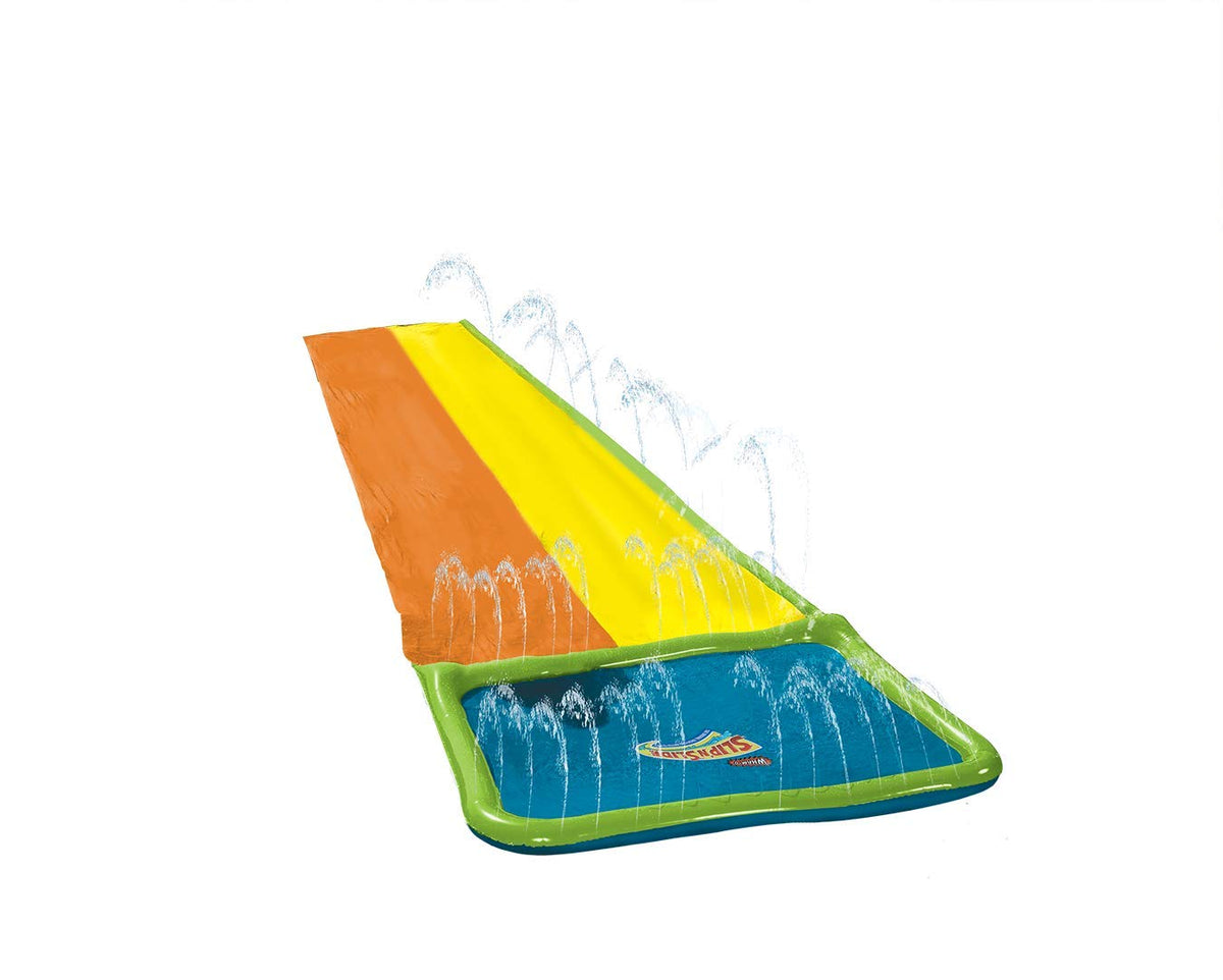 Wham-O Slip N Slide 18ft anchors and setup shown