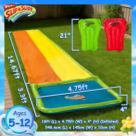 Wham-O Slip N Slide 18ft end sprayer demonstrates continuous mist for slick surface