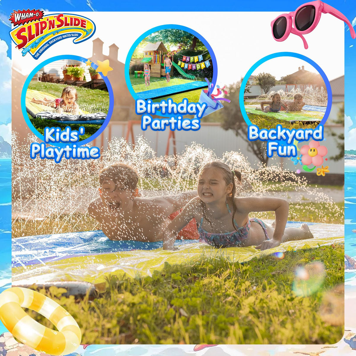 Wham-O Slip N Slide durable PVC and PP materials withstand summer use.