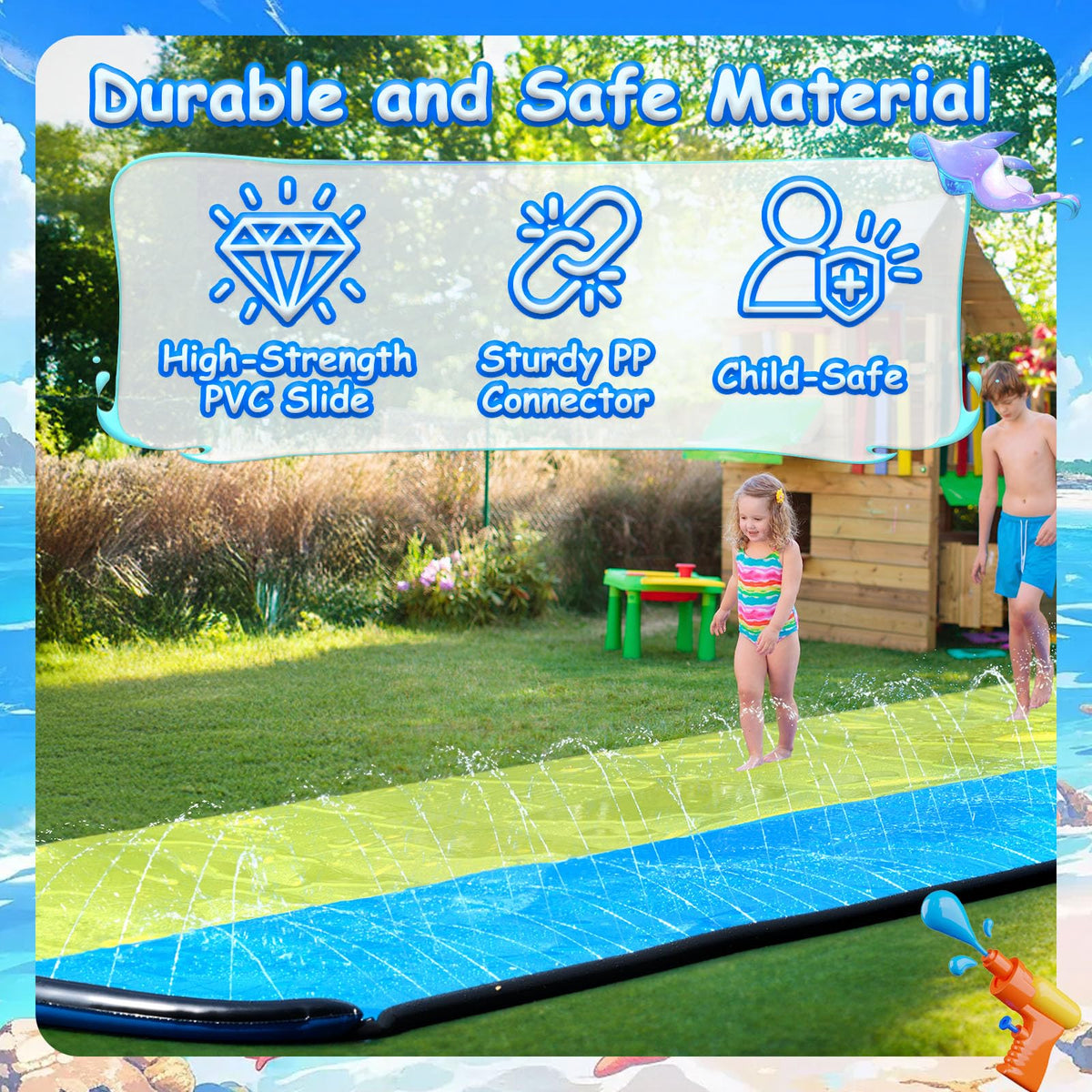 Wham-O Slip N Slide 18ft in vibrant colors for lively backyard parties.