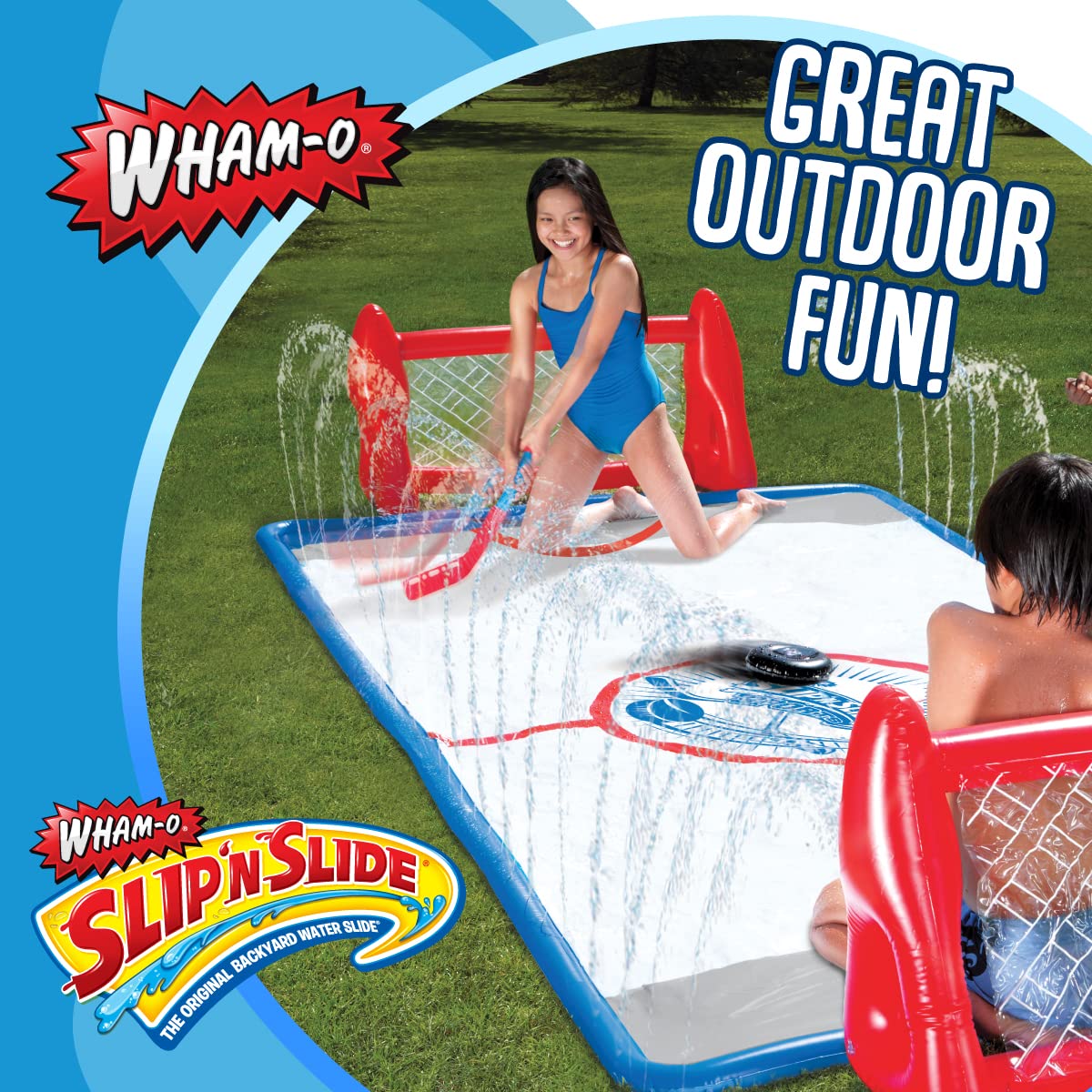 Wham-O Slip N Slide double waterfall feature spraying refreshing water during play