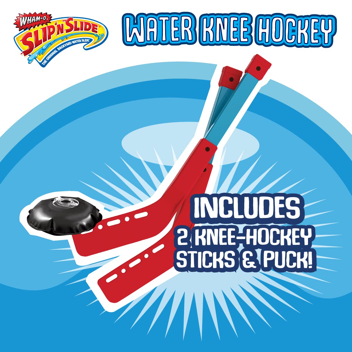 Wham-O Slip N Slide inflatable puck ready for quick shots