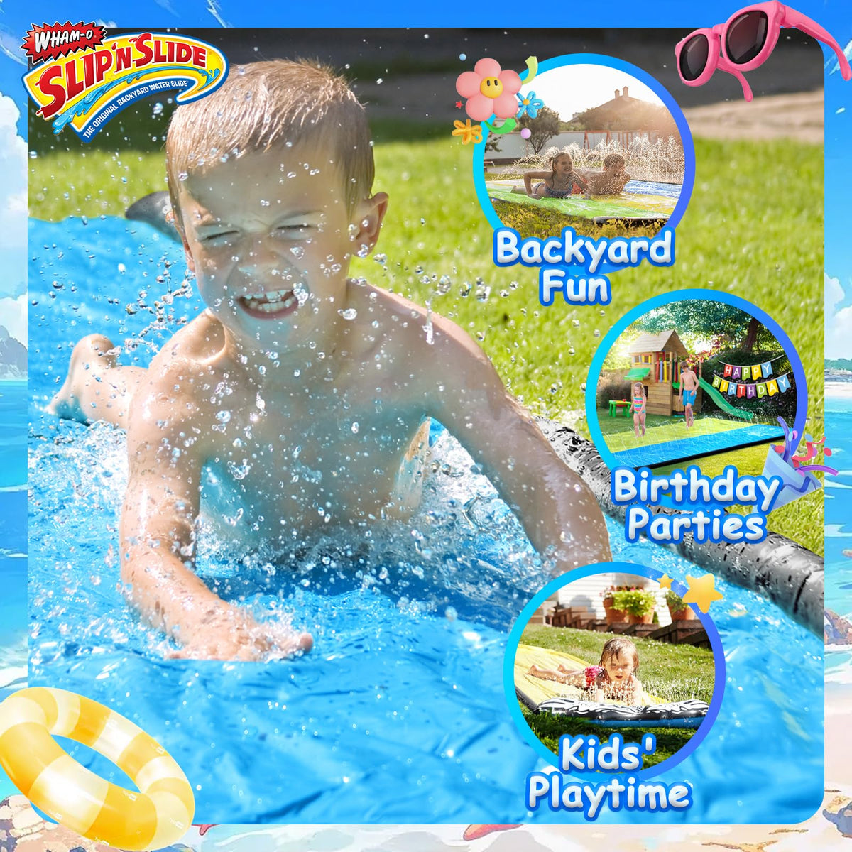 Wham-O Slip N Slide ideal for multi-child summer sessions and backyard gatherings.