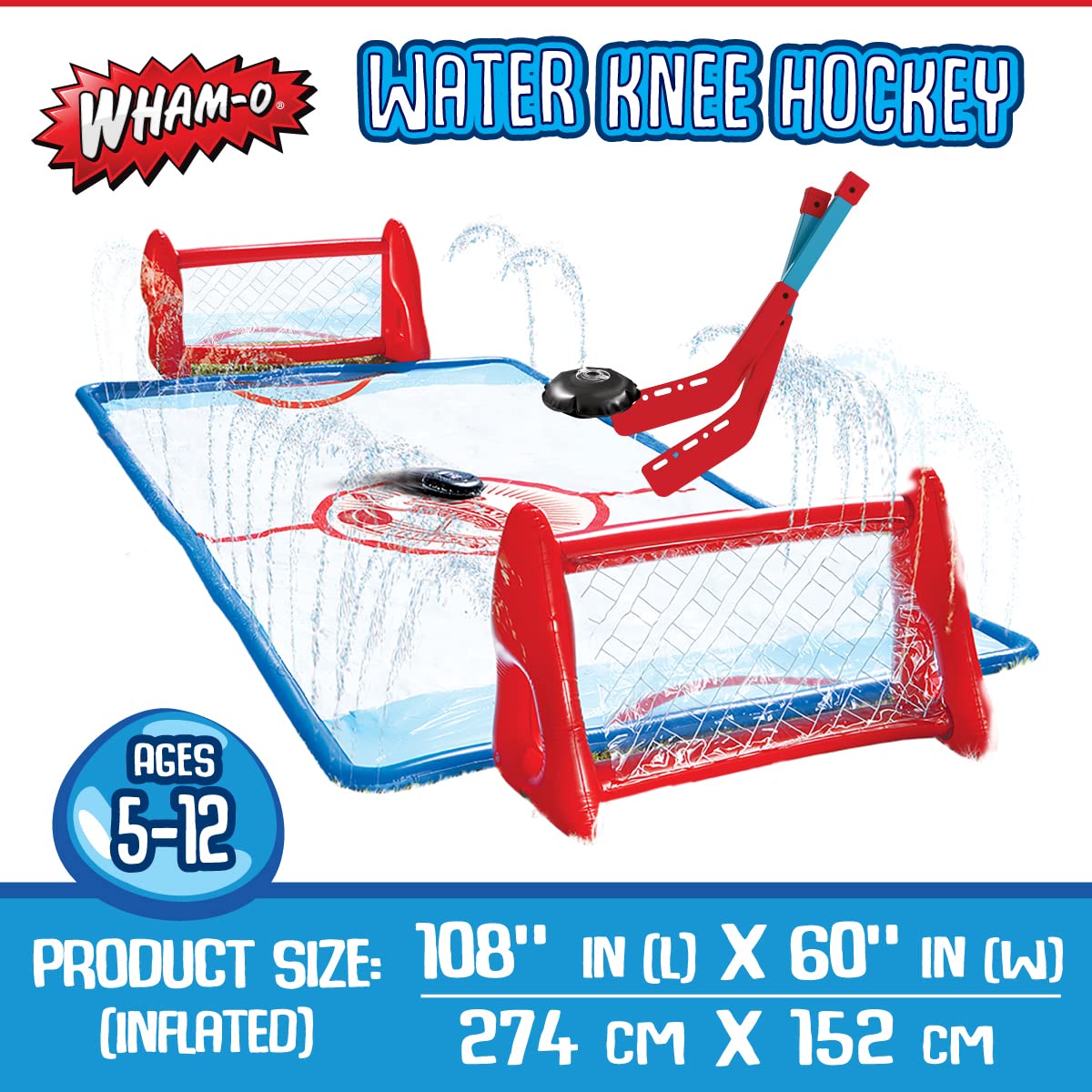 Packaging shows all parts: goals, sticks, puck for Wham-O Slip N Slide