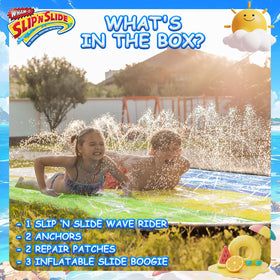 Wham-O Slip N Slide vibrant color design attracts kids and amps up fun.