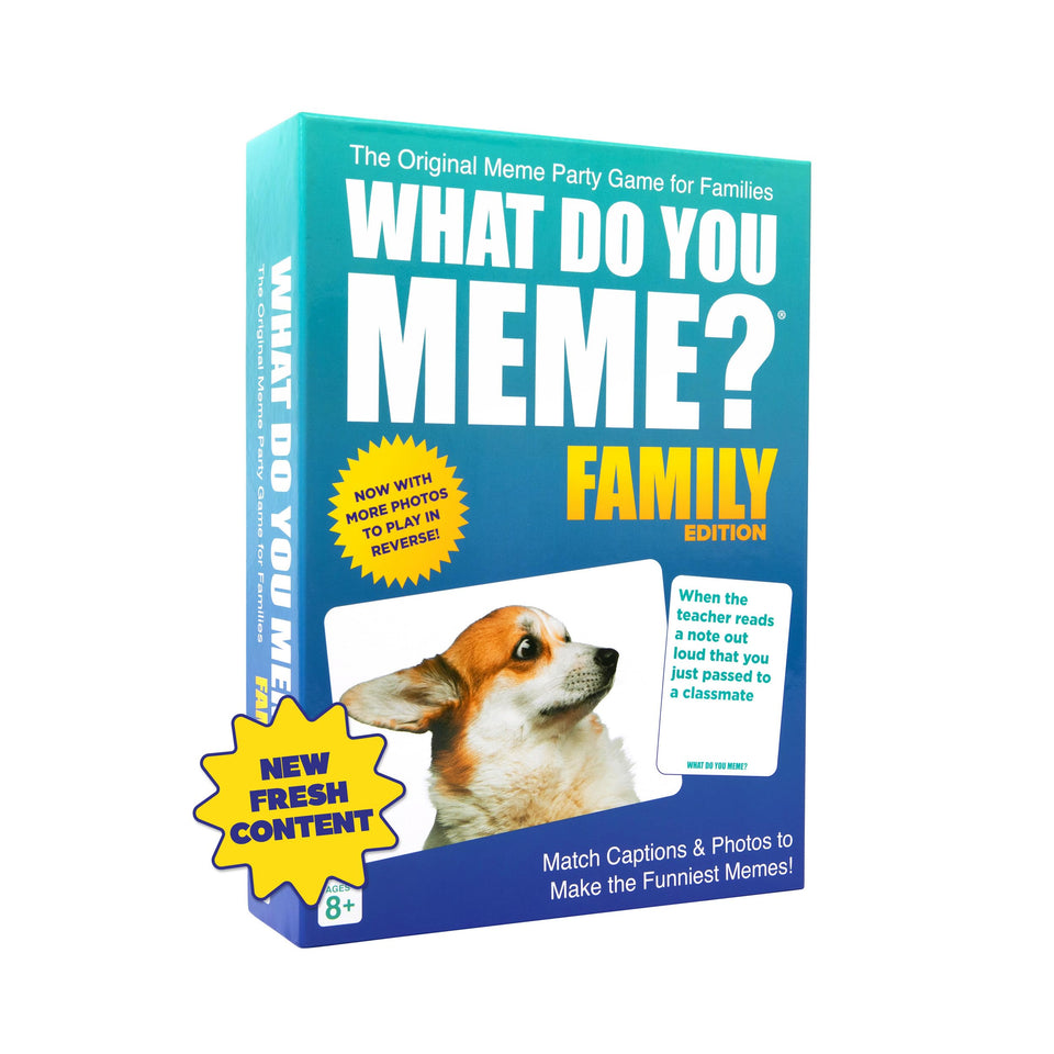What Do You Meme? Family Edition box cover for fun family game night.