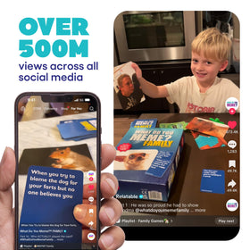 What Do You Meme? Family Edition compact box designed for easy storage on trips.