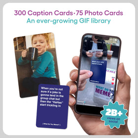WHAT DO YOU MEME? GIF Edition cards spark quick, relatable humor.