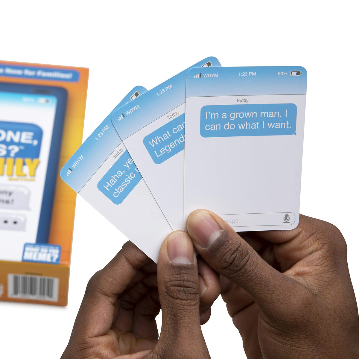 WHAT DO YOU MEME? New Phone, Who Dis? Family Edition colorful cards spark storytelling and laughter