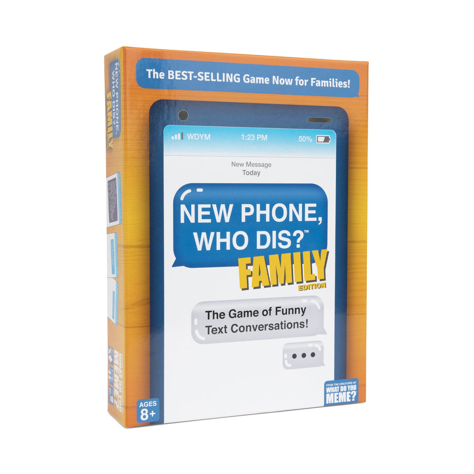 WHAT DO YOU MEME? New Phone, Who Dis? Family Edition inbox cards spark family laughter during game night