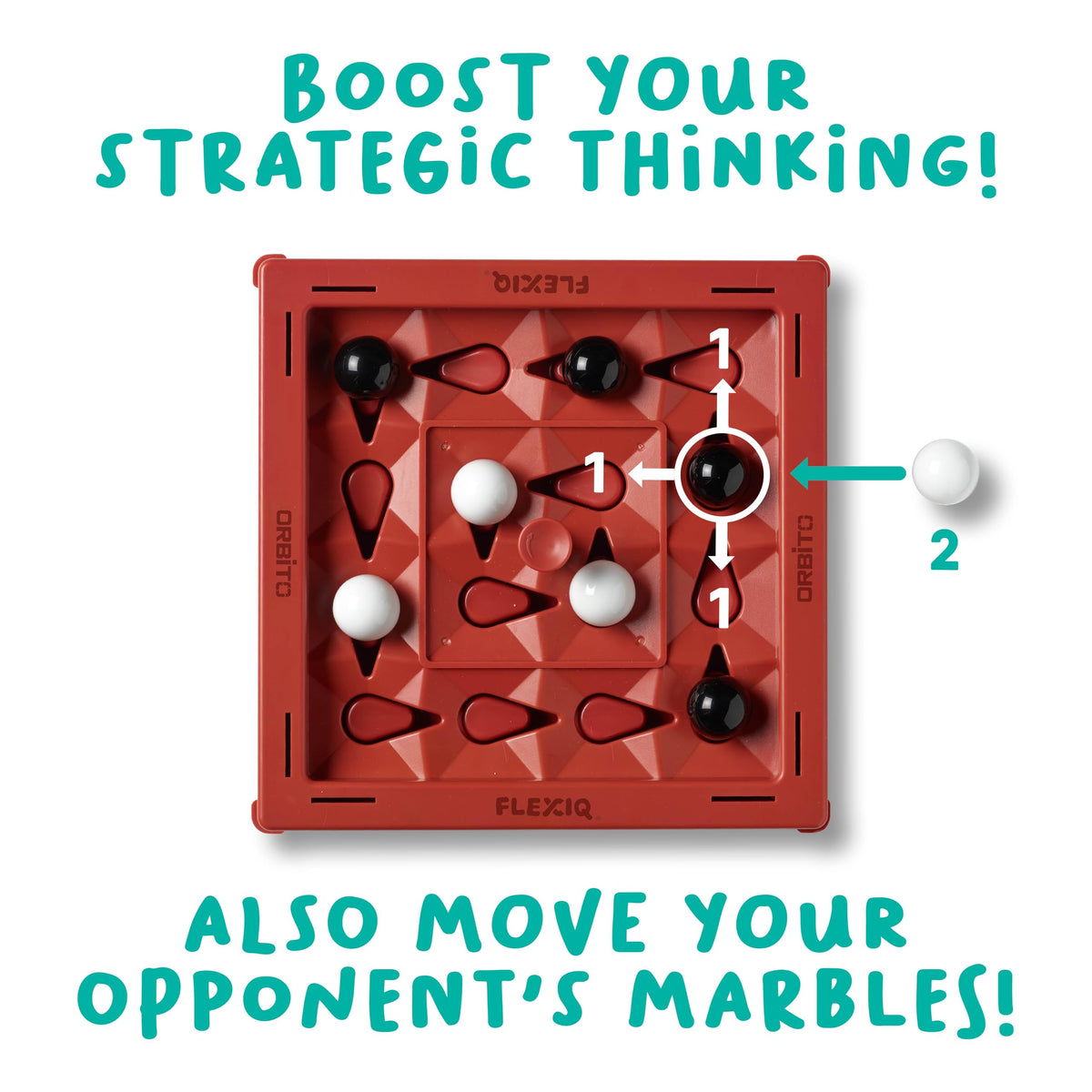 WHAT DO YOU MEME? Orbito black marbles showcase strategic moves and tension on the board.