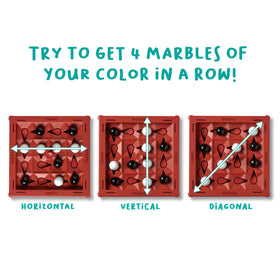 WHAT DO YOU MEME? Orbito white marbles on the board create bright contrast during play.