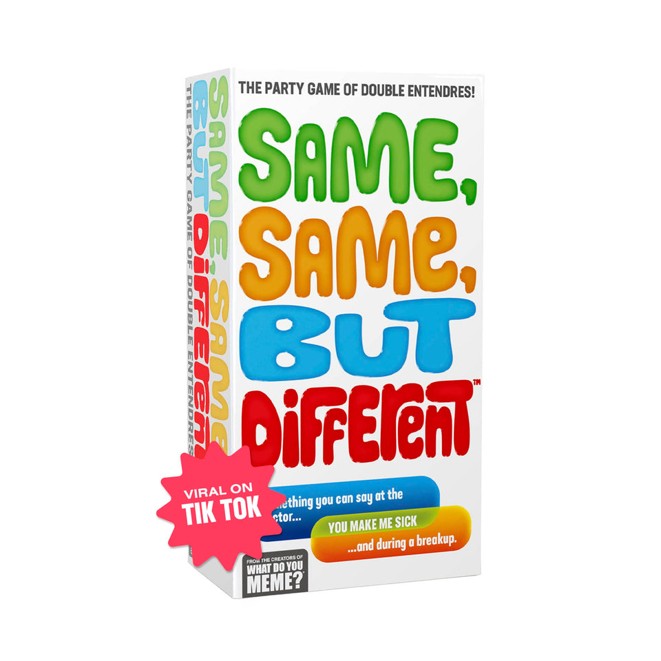 What Do You Meme? Same Same Different cards for fun party challenges during game night.