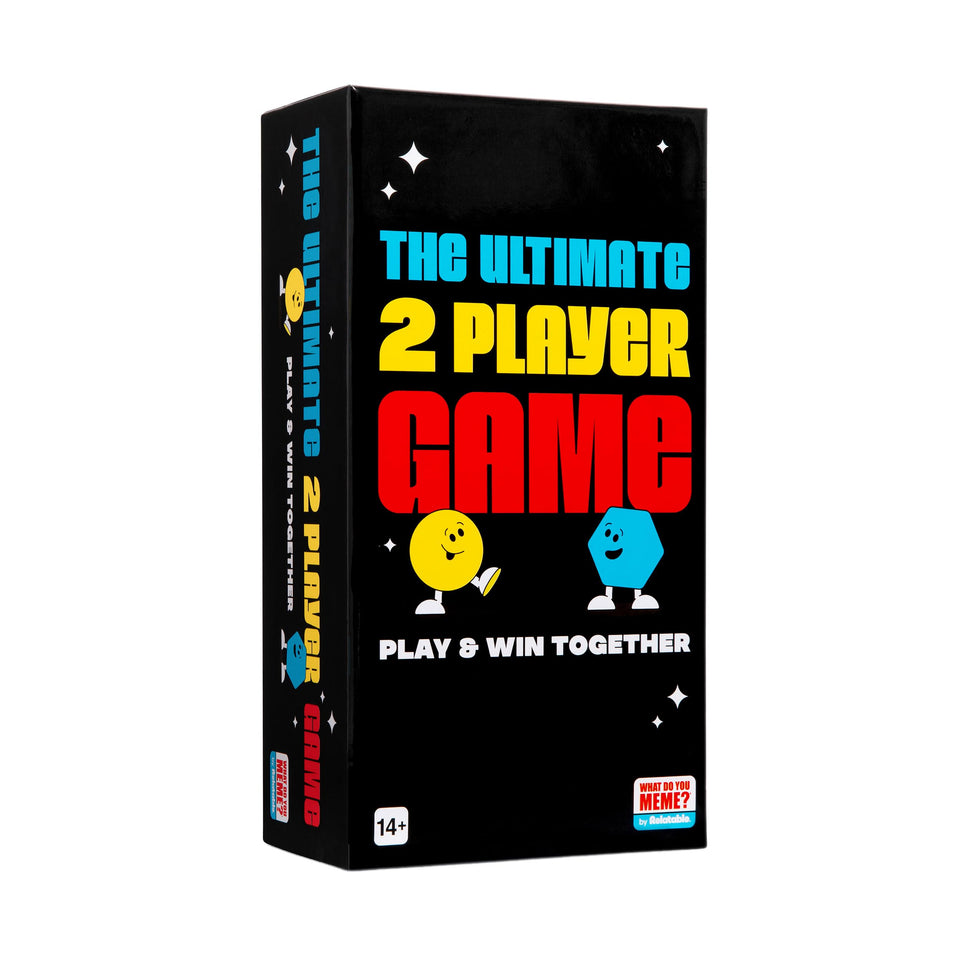 What Do You Meme? The Ultimate 2 Player Game cover showcasing bold artwork for two players.