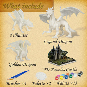 WhatStem 3D castle puzzle with dragons for immersive scene building
