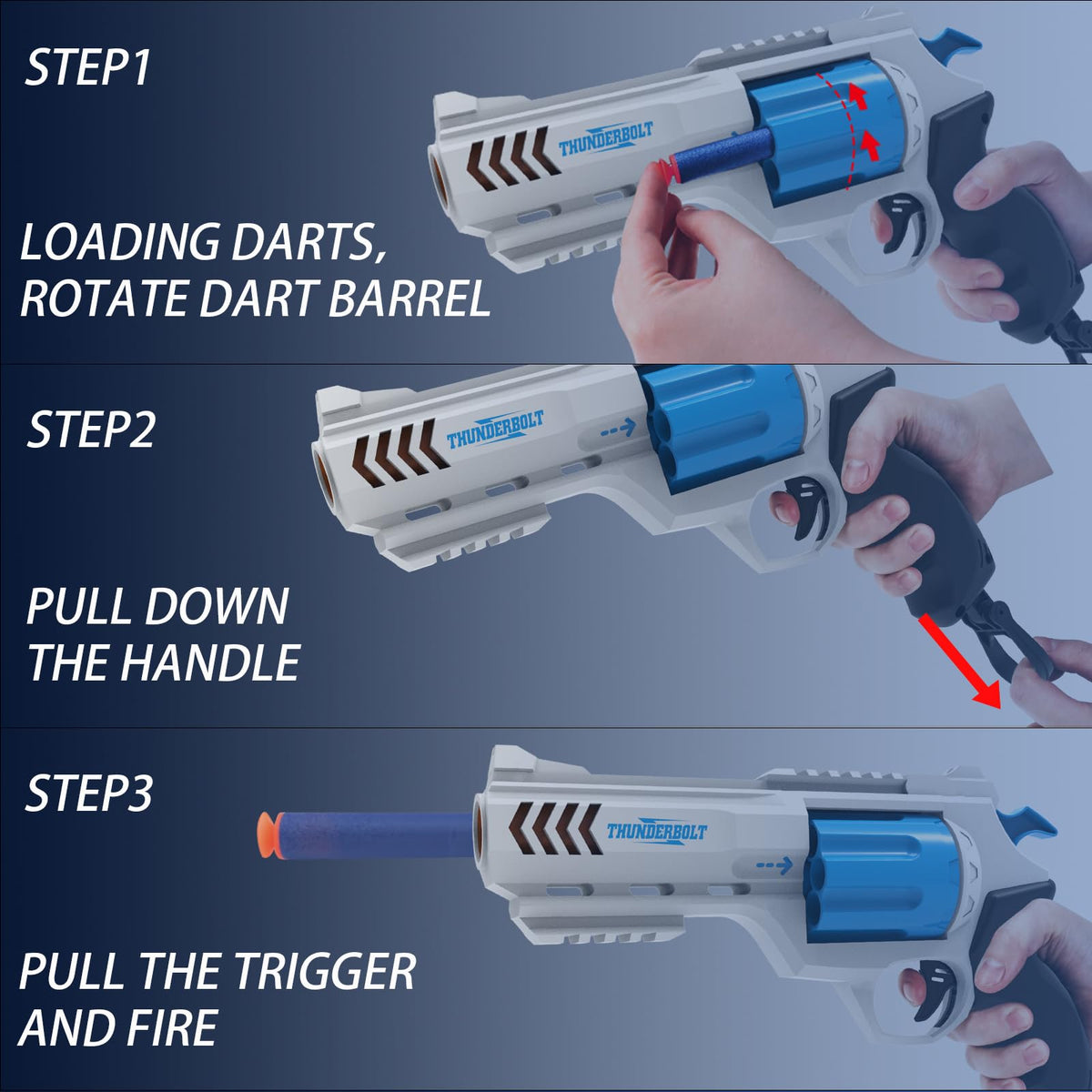 Whatstem 8-dart capacity blaster with rotating magazine for rapid-fire fun