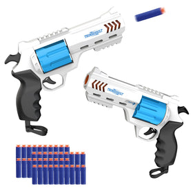 Whatstem two-pack blaster set on table for family outdoor play