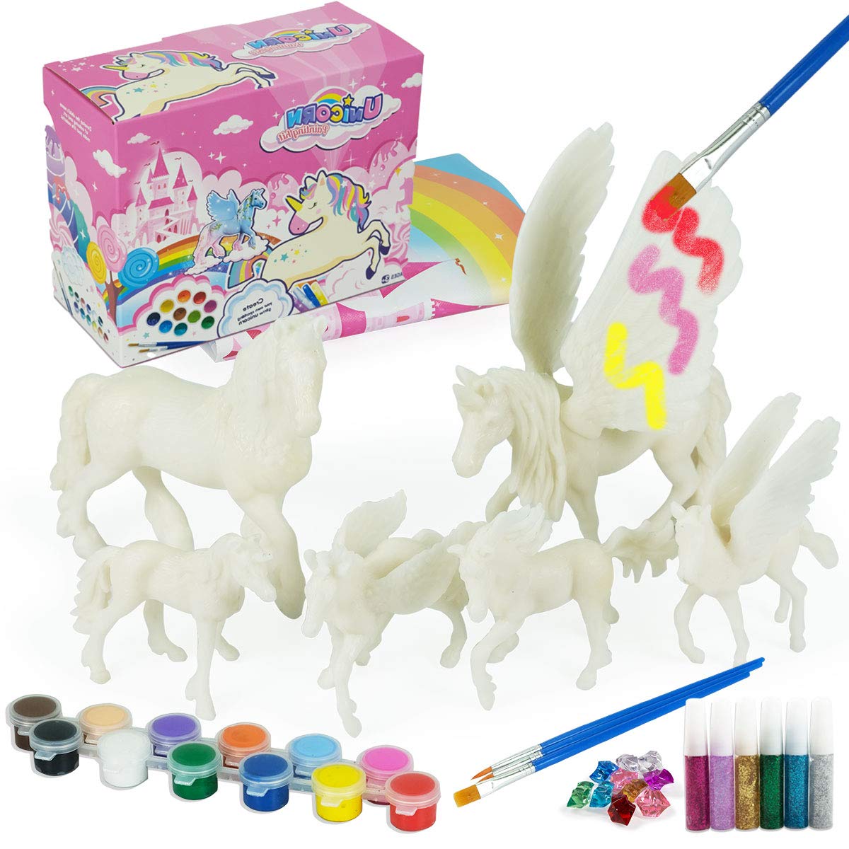 whatstem unicorn painting kit with 6 figures boosts creativity and hands-on play.