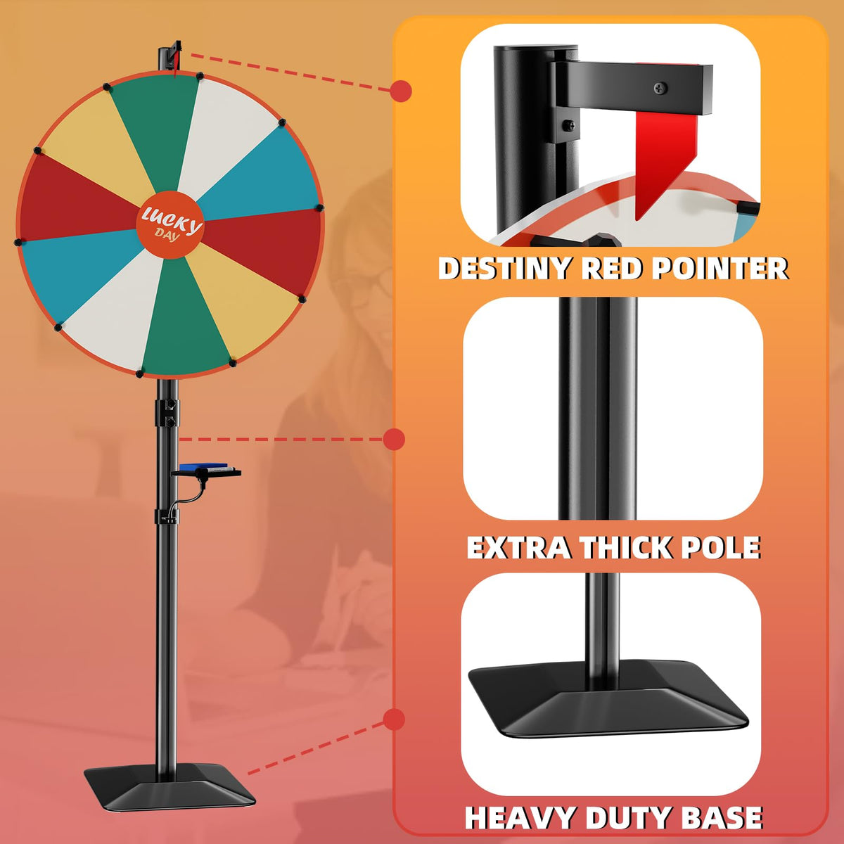 WHAUU heavy duty prize wheel 10-slot template for logos and messages